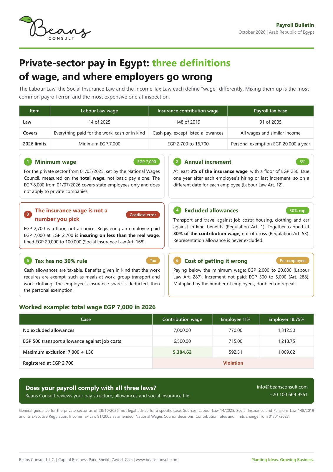 Private-sector pay in Egypt: three definitions of wage, and where employers go wrong